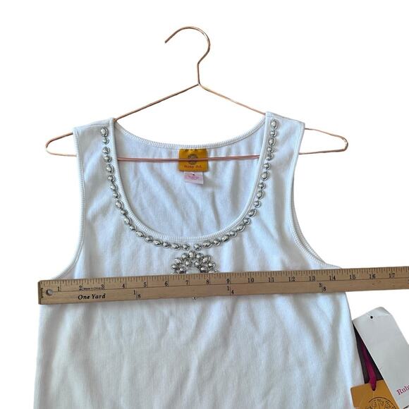 Ruby Rd  Trim embellished Neck Rib Hem Net Stitch Cami Top small new with tag - Picture 5 of 6